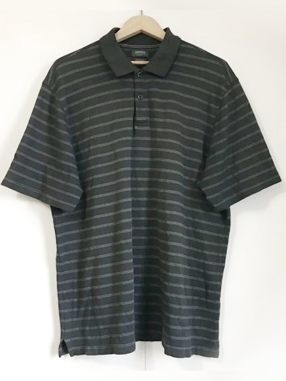 Arrow Monochrome Thin Striped Classic Fit Polo Shirt Black & White